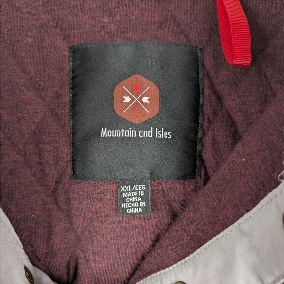 Mountain and Isles Men's Burgundy Quilted Snap High Neck Pullover Sweatshirt XXL - Picture 5 of 6
